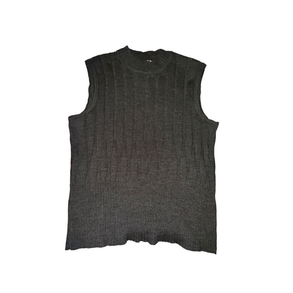 St John Sweater Tank Black Women's Size S Shoulder Zip Ribbed Knit Crew Neck